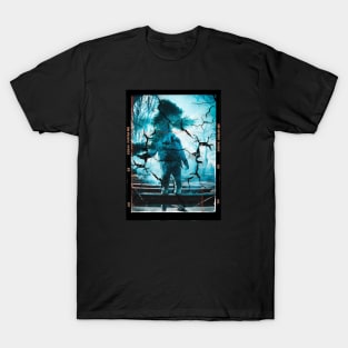 Cool guy in a frame wit blue flare T-Shirt